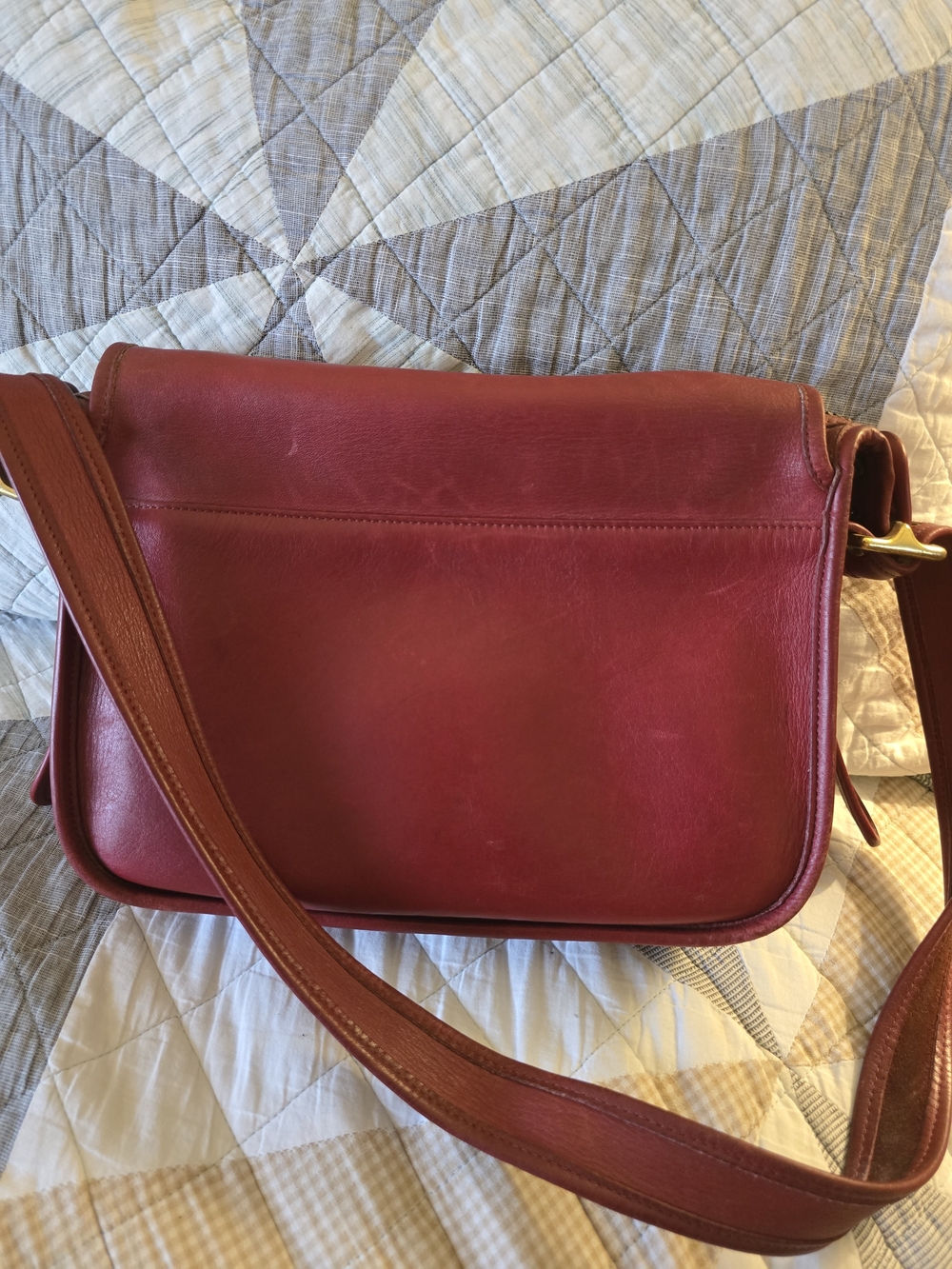 Coach Red Leather Crossbody Messenger Bag
